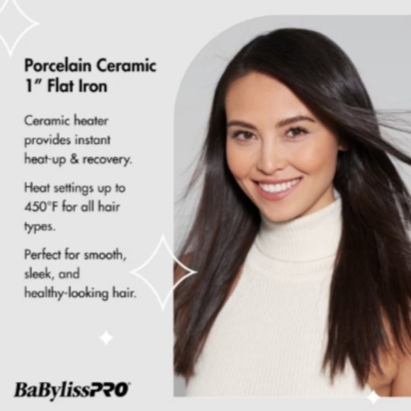 New BaBylissPRO Porcelain Ceramic Flat Iron 1" - Picture 8 of 8